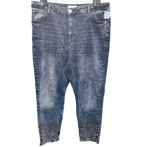 NWOT River Island Womens Size 18 Black Acid Wash Straight Leg Denim‎ Jeans